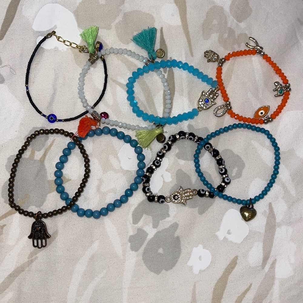 Stack of beautiful elasticated bracelets